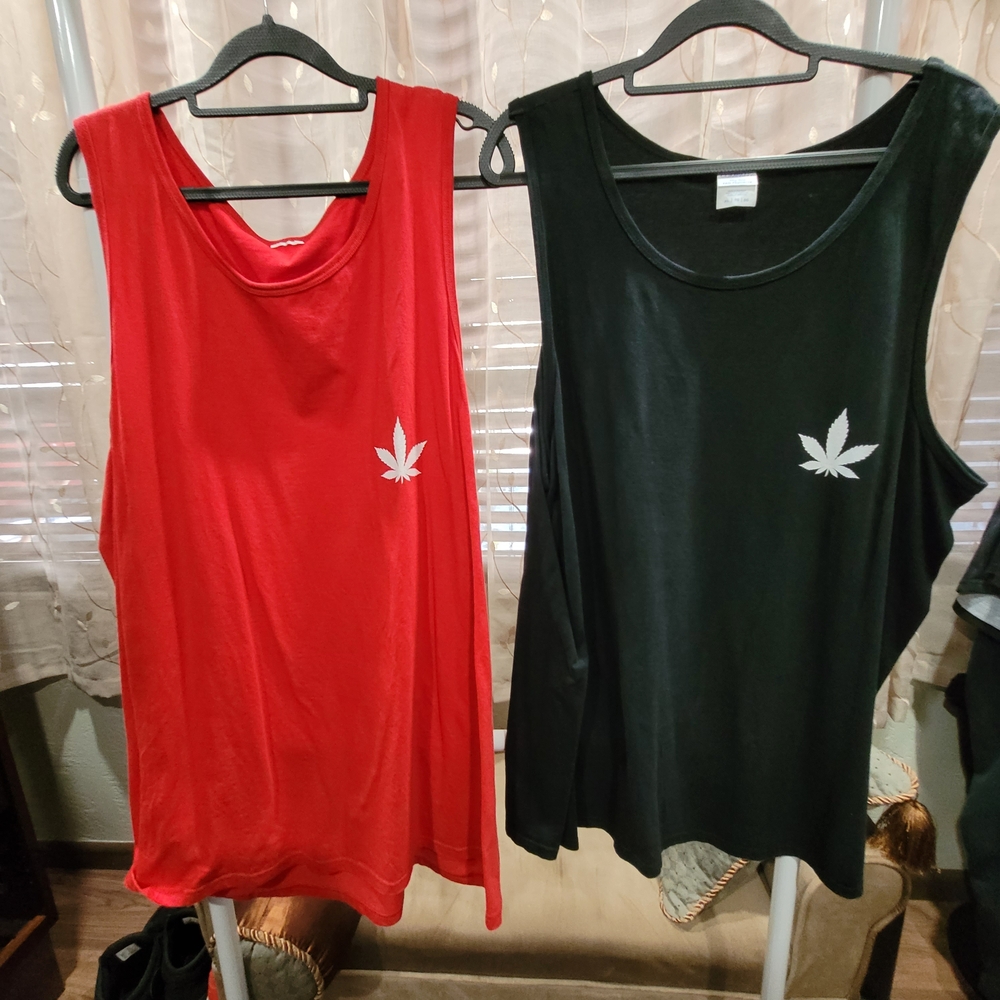 Men's Red and Black Tank Tops